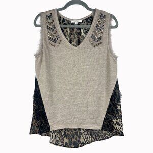 Miss Me Gray Leopard Print Blouse